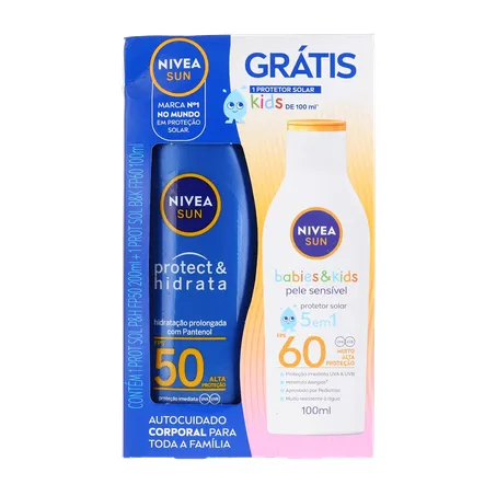 PROTETOR SOLAR NIVEA FPS 50 200ML GRÁTIS KIDS FPS 60 100ML