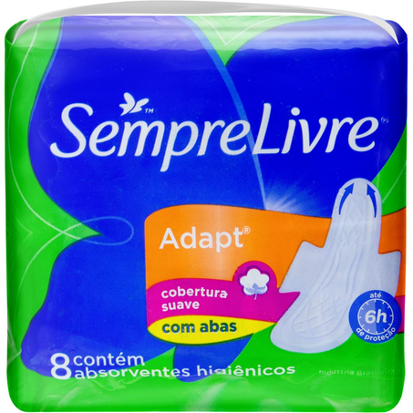 Absorvente Sempre Livre Adapt Suave - Com Abas - Com 8 Absorventes
