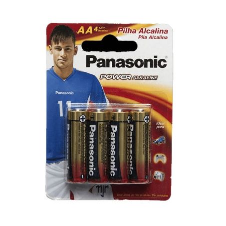 PILHA PANASONIC ALCALINA AA PEQUENA C/4