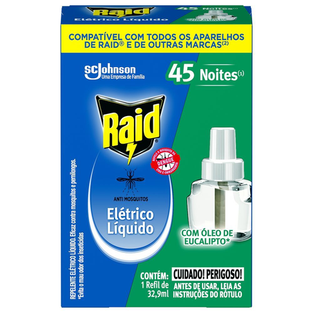 Repelente Líquido Elétrico Óleo de Eucalipto Refil Raid 32,9Ml