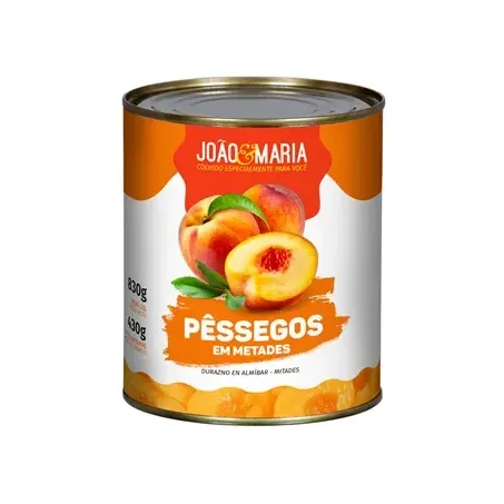 Pêssego Calda João e Maria Metades Lata 430g 
 