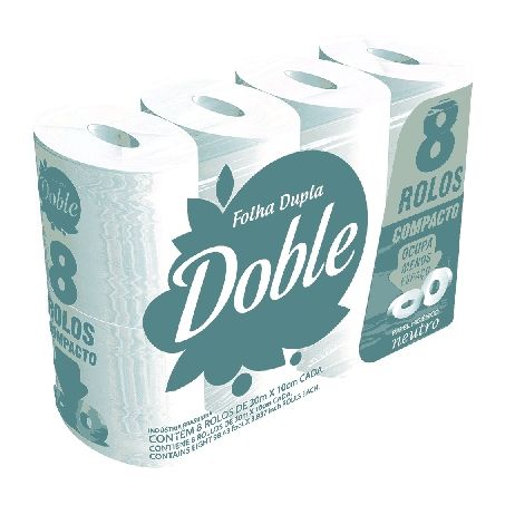 Papel Higiênico Doble Folha Dupla Neutro Pacote 8UN