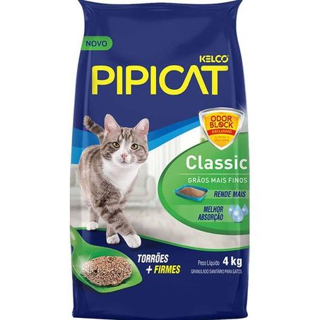 Areia Higiênica Pipicat Classic para Gatos 4Kg 