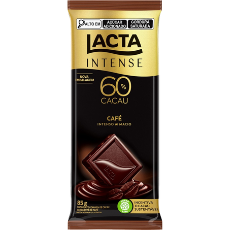 Choc lacta intense 85g 60p cacau cafe