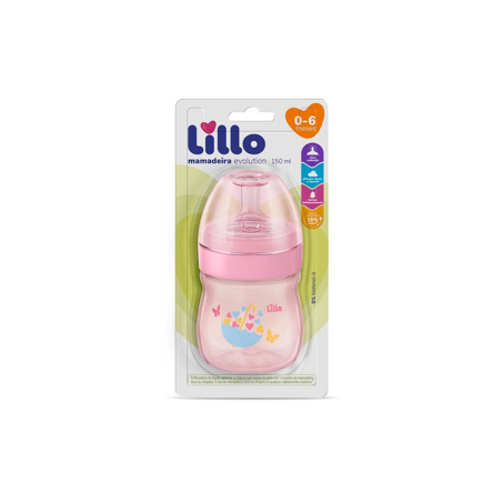Mamadeira evolution sil primeiros passos rosa lillo 150ml