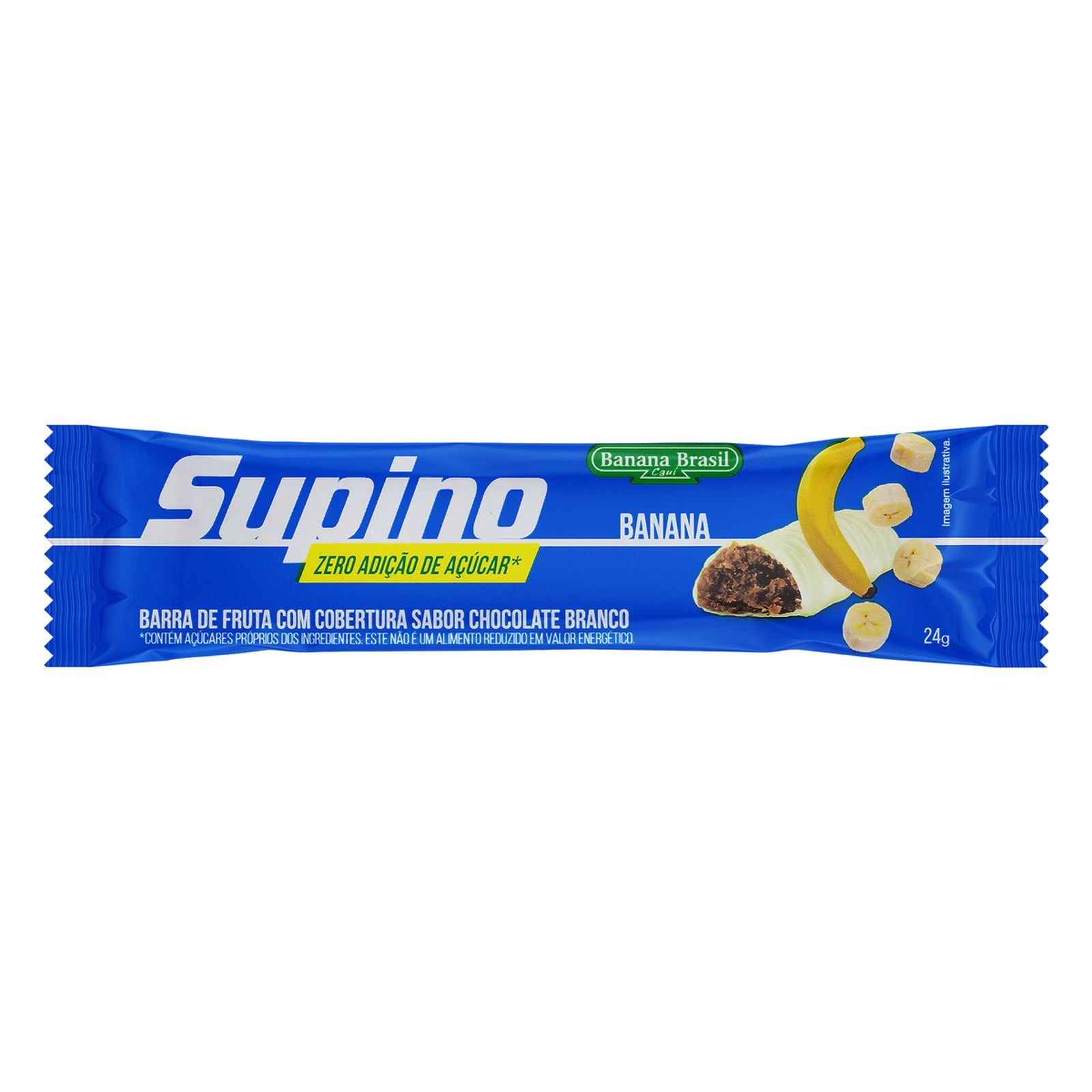 BARRA DE FRUTAS BANANA COBERTURA CHOCOLATE BRANCO SUPINO
