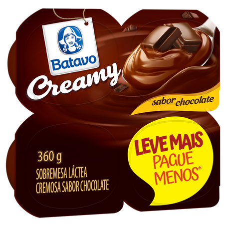 Sobremesa Láctea Batavo Creamy Chocolate Bandeja com 4 Unidades 360g
