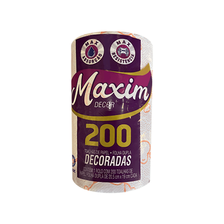 Toalha De Papel Maxim Decorada 1 Rolo Pacote Com 200 Folhas  
 