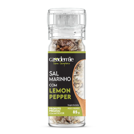 Especiarias sal marinho com lemon pepper casa de mãe com moedor 85g