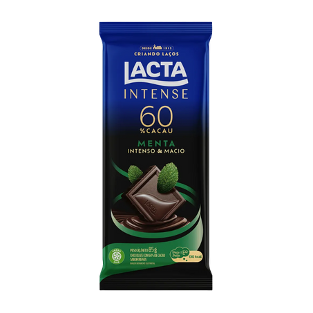 Choc barra lacta intense 60/cac menta 85g