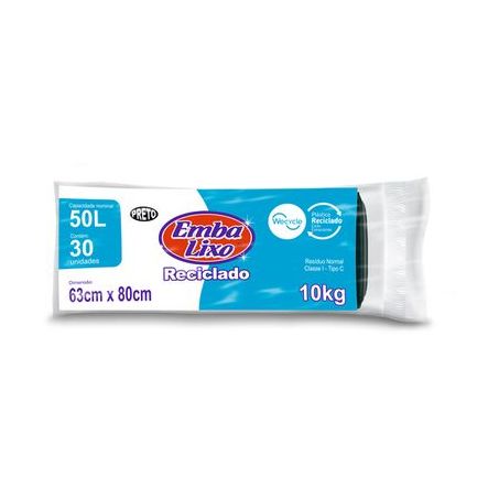 Saco Para Lixo Embalixo Rolo Reciclado Preto 30x50L