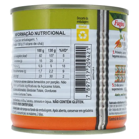 Seleta de Legumes em Conserva Fugini Cozida no Vapor Crocante Lata 170gr 360-15
