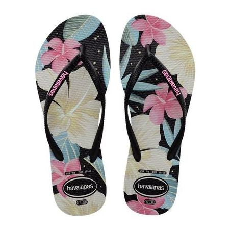 SAND HAV SLIM FLORAL PRETO/ROSA 35/36