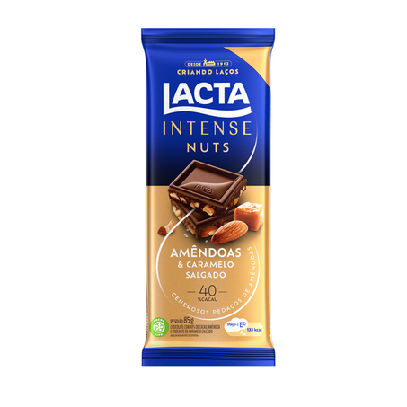 Chocolate intense amêndoa e caramelo lacta 85g