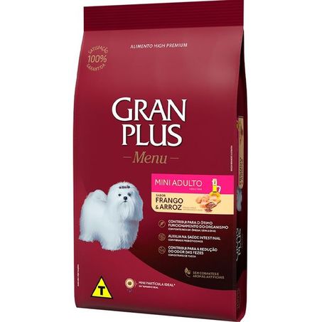 Ração GranPlus Menu Cães Adultos Mini Frango e Arroz 3 kg 360-1