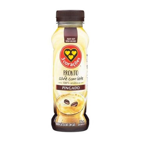 Bebida Láctea UHT 3corações Café com Leite Pingado Frasco 260ml