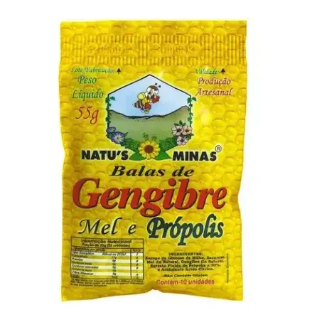 Bala Natu s Minas 55g Gengibre Mel Propolis