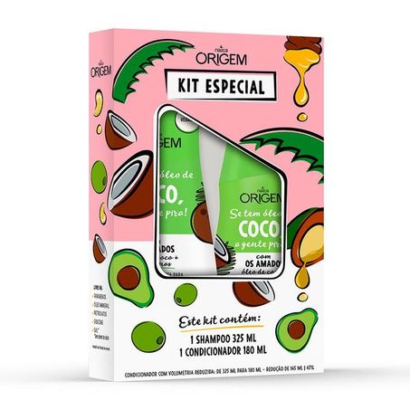 Kit shampoo+ condicionador coco origem 505ml