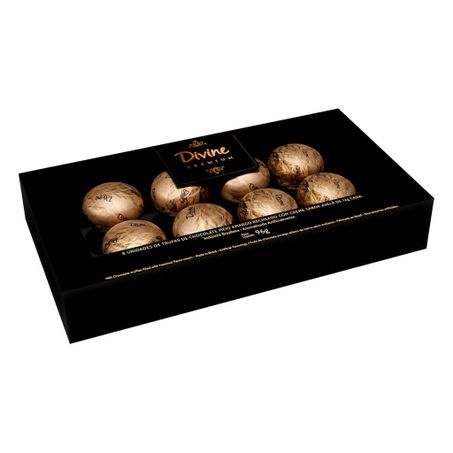 TRUFAS DIVINE MEIO AMARGO 50%CACAU RECHEADO COM CREME DE AVELÃ CAIXA 96G