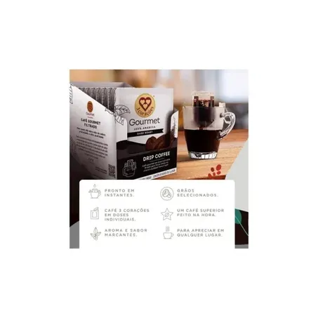 Café Gourmet Drip Dark Roast Sachê 3 Corações 10g 360-2