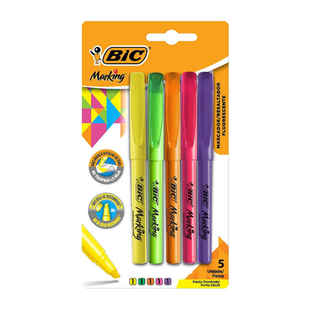 CANETA MARCA TEXTO BIC MARKING PACK C/5UN