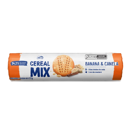Biscoito Integral Cereal Mix Banana e Canela 135g