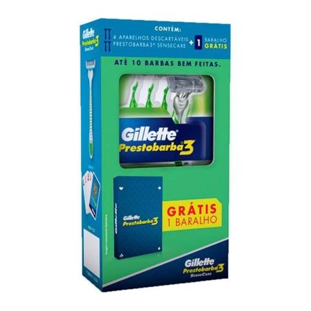 APAR. PRESTOBARBA 3 SENSE X4 + BARALHO