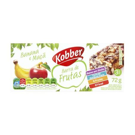 BARRA DE FRUTAS KOBBER BANANA E MAÇA C/3