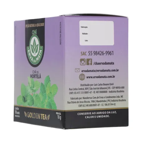 CHÁ ERVA DA MATA HORTELÃ CAIXA C/10 SACHÊS 360-24