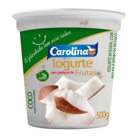 Iogurte Carolina Pedaços de Frutas Coco Pote 500G