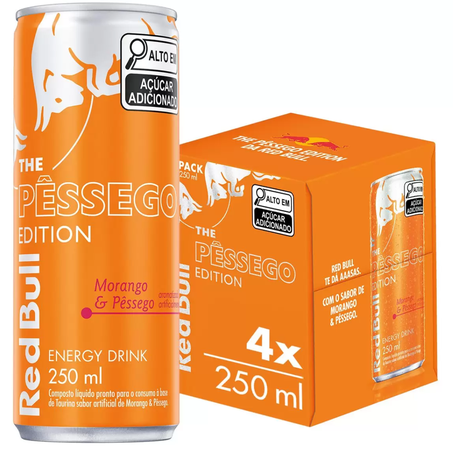 Energetico red bull pcc/04x250ml lata morango e pessego