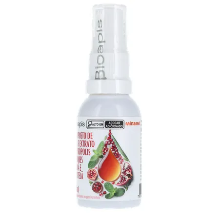 COMPOSTO DE MEL E EXTRATO DE PRÓPOLIS BIOAPIS ROMÃ E HORTELÃ SPRAY 30ML 360-3