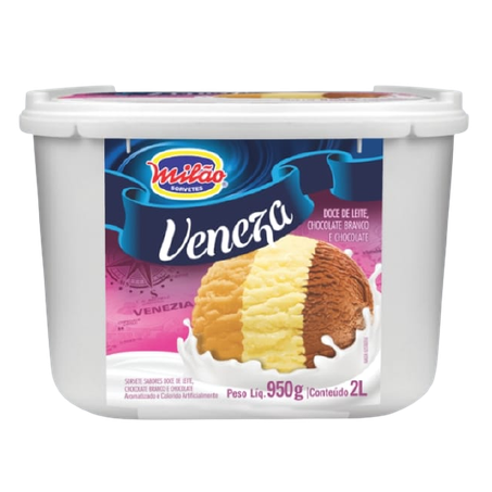 SORVETE MILÃO VENEZA(DOCE LEITE/CHOC BR/CHOC) 2L