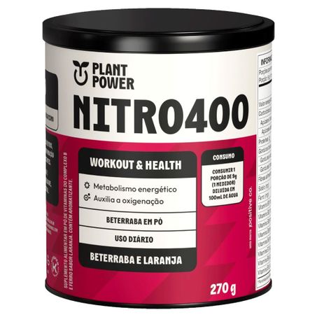 SUPLEMENTO PLANT POWER NITRO400 PÓ BETERRABA E LARANJA 270G
