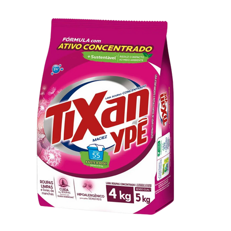 Lava Roupas Ypê Tixan Em Pó Maciez Sachê 4kg 
 