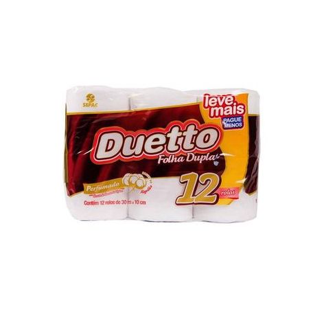 Papel Higiênico Duetto Folha Dupla Perfumado 30m Pacote 12un 
 