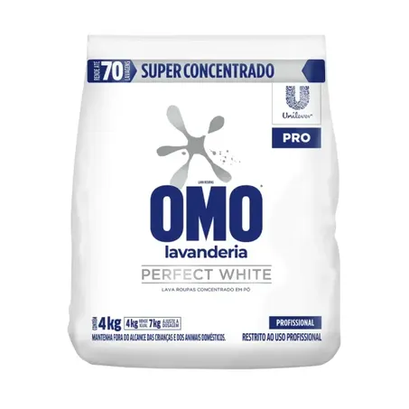 Lava Roupas Omo Em Pó Perfect White Sachê 4kg 
 