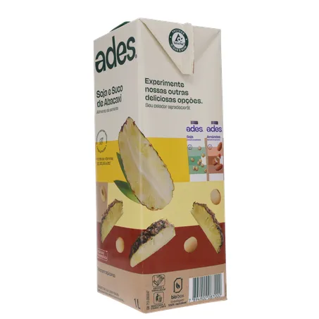 Bebida a Base de Soja Ades Sabor Abacaxi Caixa 1lt 360-6