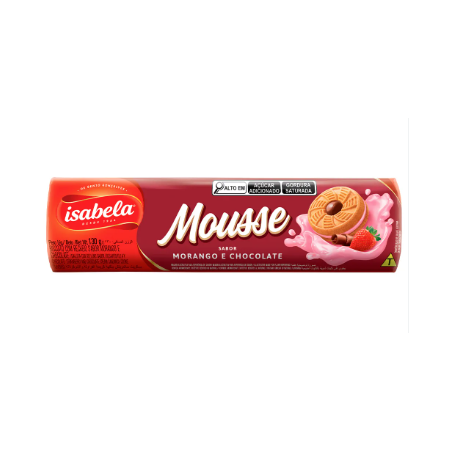 BISCOITO RECHEADO ISABELA MOUSSE MORANGO E CHOCOLATE 130G
