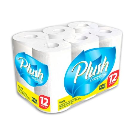 PAPEL HIGIÊNICO PLUSH 20M FOLHA DUPLA C/12 ROLOS LEVE MAIS PAGUE MENOS