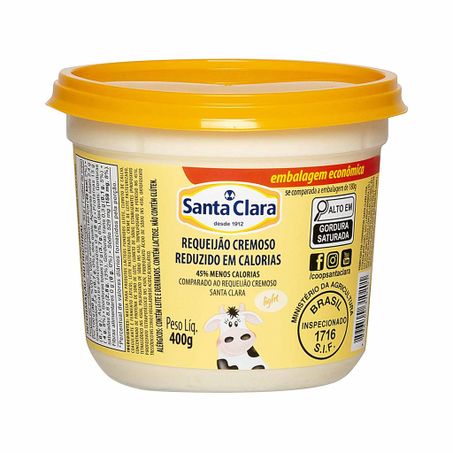 Requeijão cremoso light santa clara pt 400g