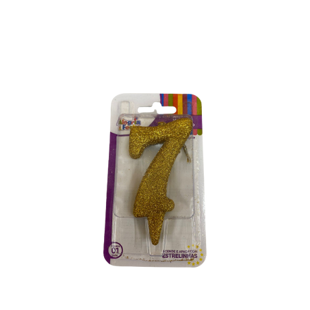 VELA ESTILO PREMIUM ALEGRIA&FESTA N°7 DOURADO     