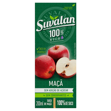 SUCO SUVALAN 100% MAÇÃ ZERO 200ML