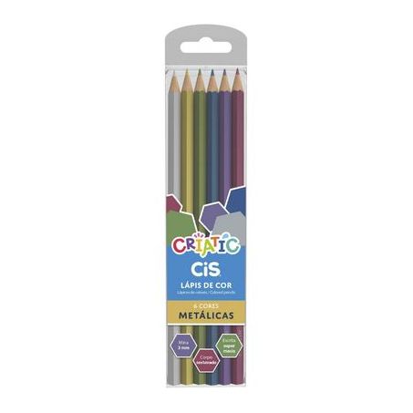 Lapis de cor cis sextavado metálico 6cor