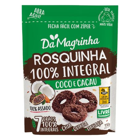 BISCOITO ROSQUINHA INTEGRAL COCO E CACAU DA MAGRINHA 7 GRÃOS
