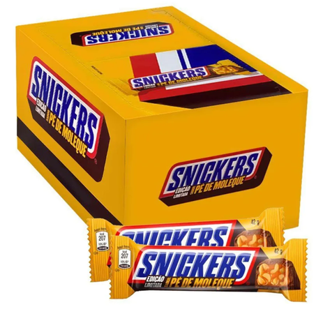 Chocolate barrinha snickers pe de moleque 42g pcc/20un