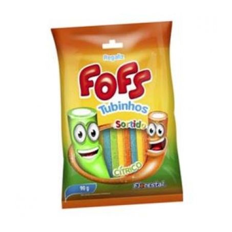 TUBINHOS REGALIZ FOFS MORANGO ACIDO 90G