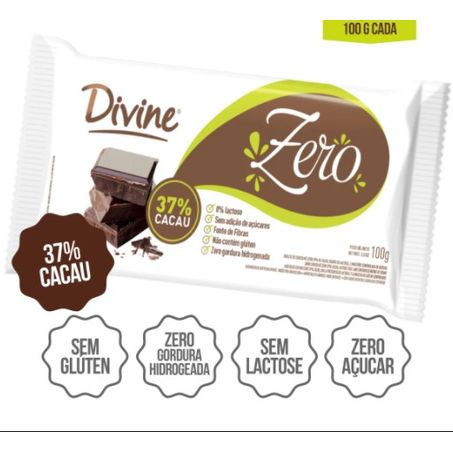 BARRA CHOC ZERO LAC DIVINE 37CACAU 100G