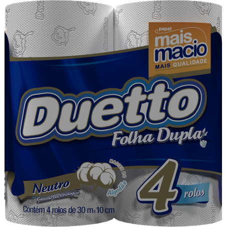 Papel higienico duetto neutro 30mt 4 rolos