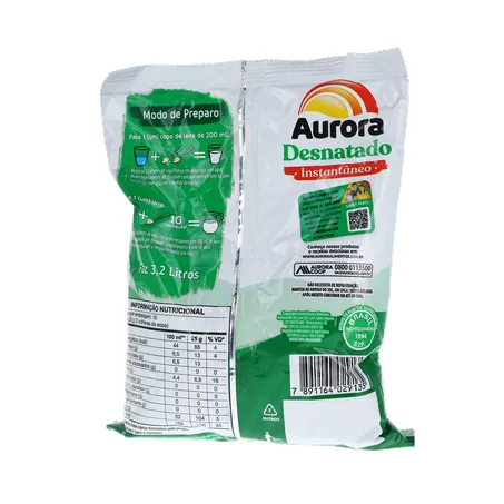 LEITE EM PÓ AURORA DESNATADO INSTANTÂNEO PACOTE 400G 360-19